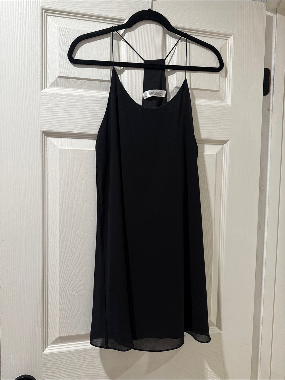 Black Minimal Slip Mini Dress with Racerback Design Straps Size Large